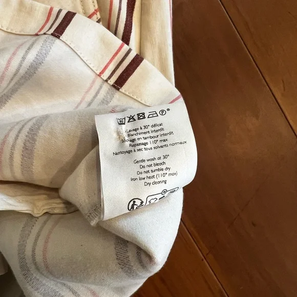 NWT Linen / Cotton Sézane Cedric Shorts / Size 2 (34) / Striped Beige Pink Brown